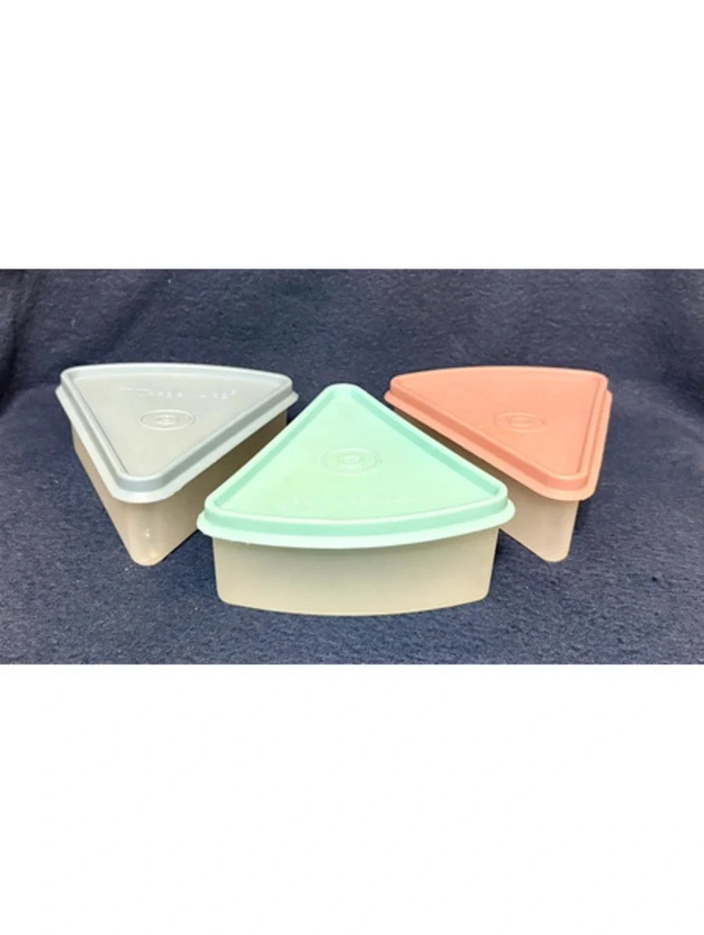 Set of 3 Vintage Tupperware Pie Slice Keeper Triangle Wedge Containers